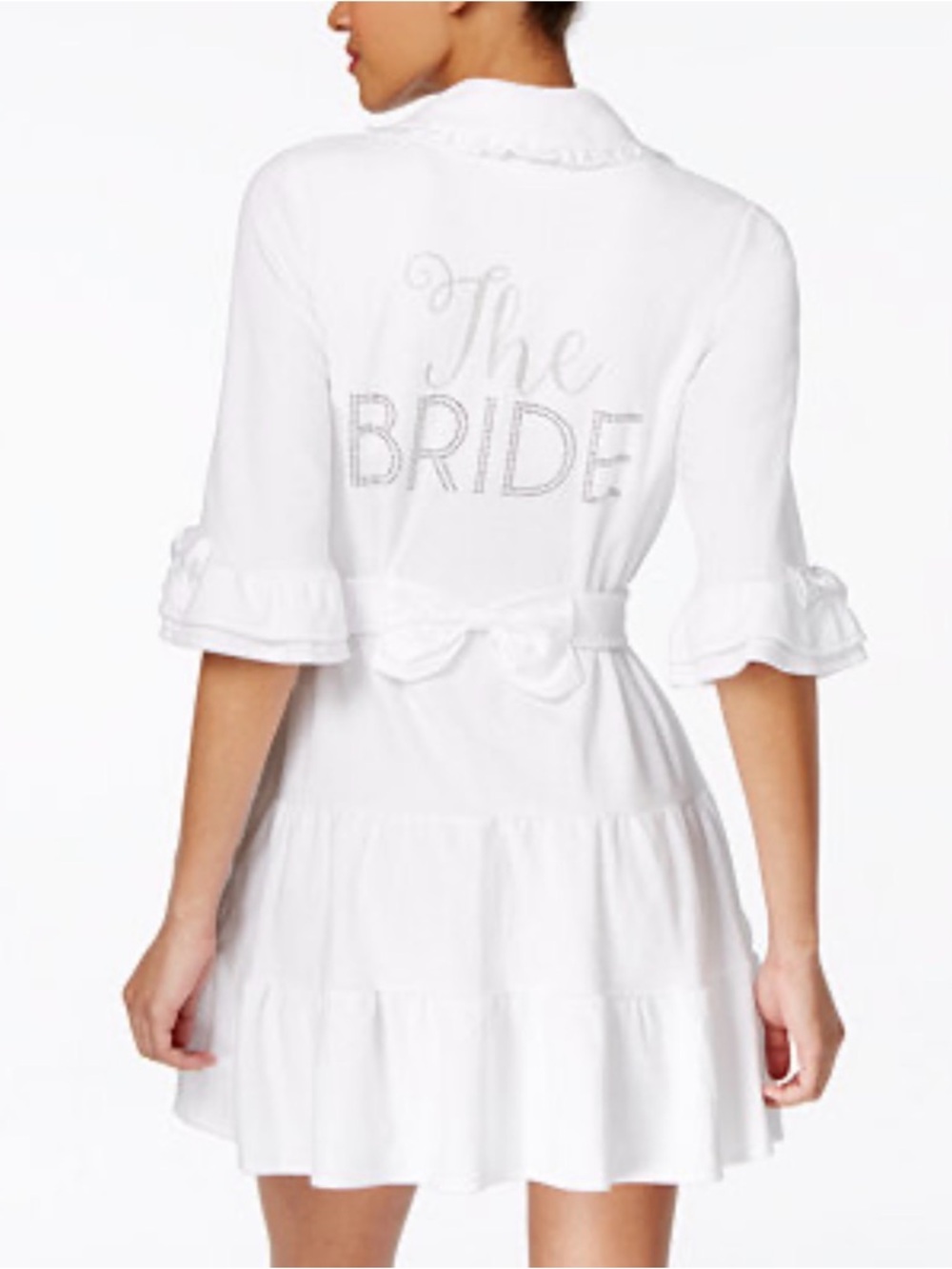 Blue by Betsey Johnson Collection White Wedding Terry Bridal Robe, Size Small